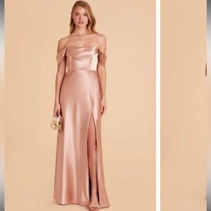 Shiny satin rose gold convertible bridesmaid dress - Birdy Grey